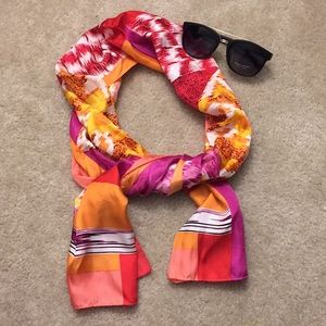 100% Silk Scarf Orange and Pink